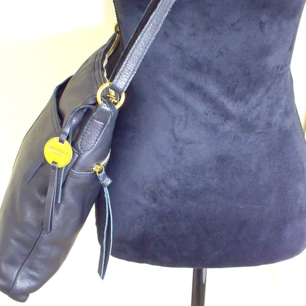 MARGOT, Black Hobo/Crossbody with Gold Hardware, Bag Charm
